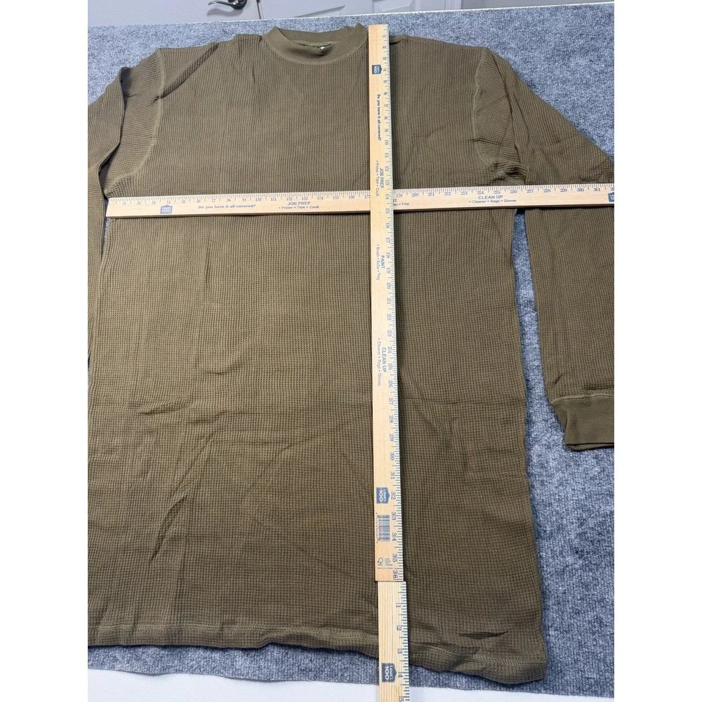 VTG BAT Big Time Clothing Mens 2X Long Sleeve‎ Olive Green Waffle Knit Thermal